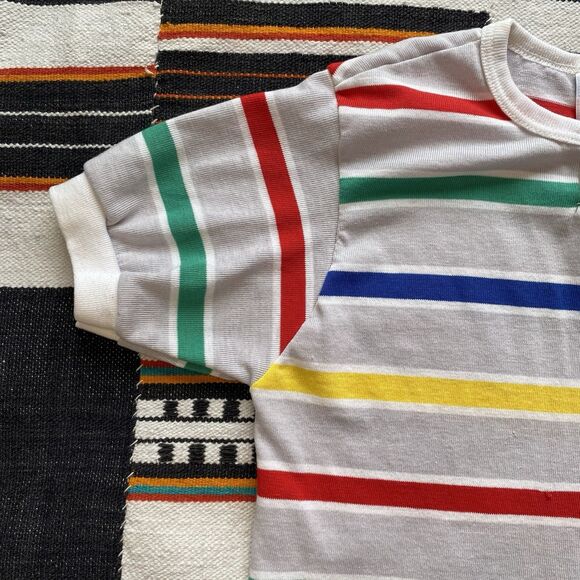 Vintage 70’s Boy’s Striped Ringer Tee Shirt. Stone Apparel. Size 14 Vintage. USA - Picture 2 of 14
